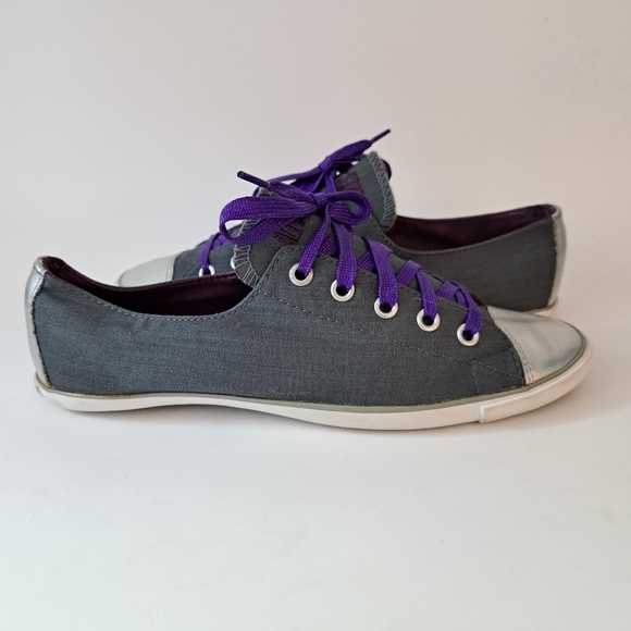 Converse Dainty Low Profile‎ All Star Sneakers Purple Silver Gray - Picture 1 of 8